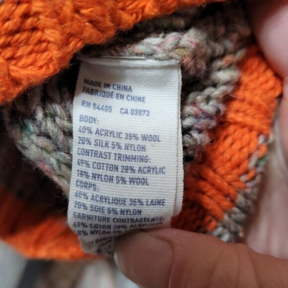 American Eagle Women's Medium Multicolor Cable Knit Sweater Wool Blend Cozy Fall - Picture 5 of 8